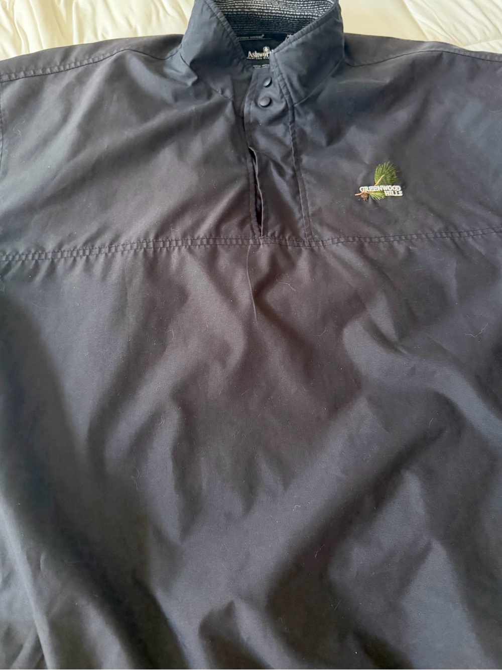 Black Pullover Windbreaker Greenwood Hills Golf